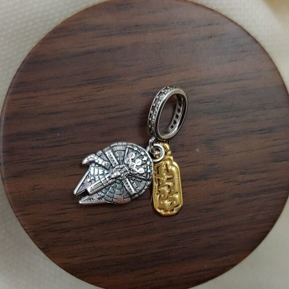 925 Silver Star Wars Millennium Falcon Dangle Charm - Picture 7 of 9